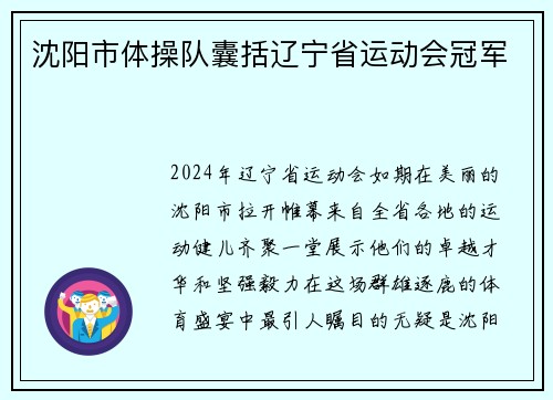 沈阳市体操队囊括辽宁省运动会冠军