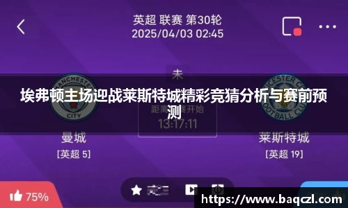 埃弗顿主场迎战莱斯特城精彩竞猜分析与赛前预测